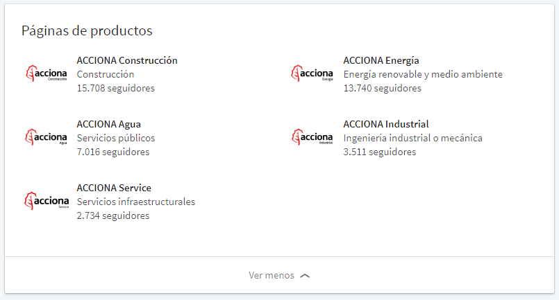 Ejemplo empresa en LinkedIn: Acciona