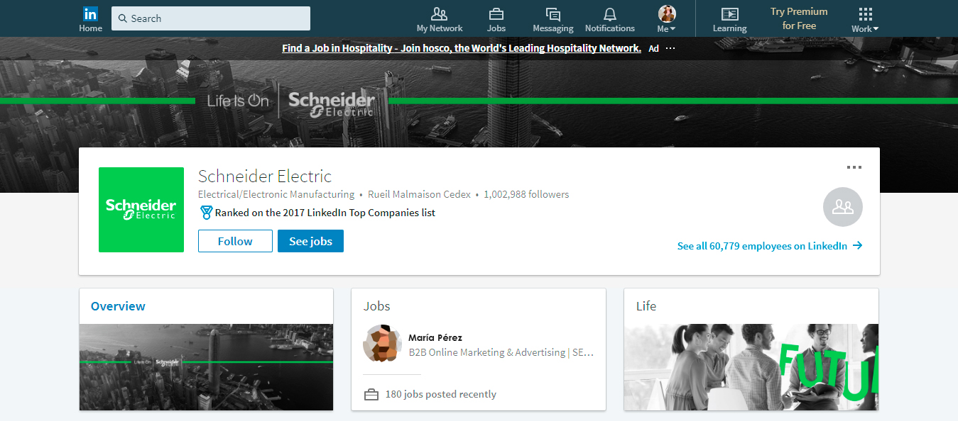 Listado de empresas páginas LinkedIn: Schneider
