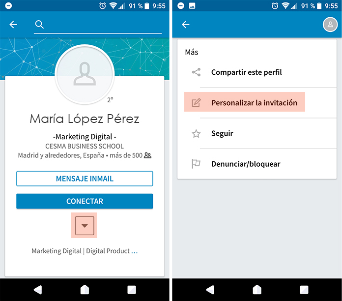 Curiosidades LinkedIn - Personalizar invitaciones