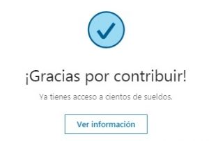 LinkedIn Salary - Ventana "Gracias por contribuir"