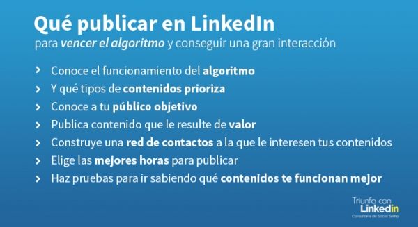 Publicar en LinkedIn para vencer el algoritmo y tener interacción - Consejos - Infografía