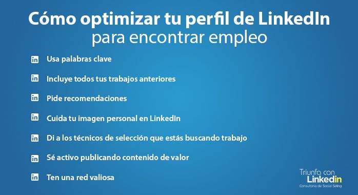 Cómo optimizar tu perfil de LinkedIn para encontrar empleo infografía