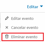 Cómo crear un evento en LinkedIn - Opción Eliminar evento